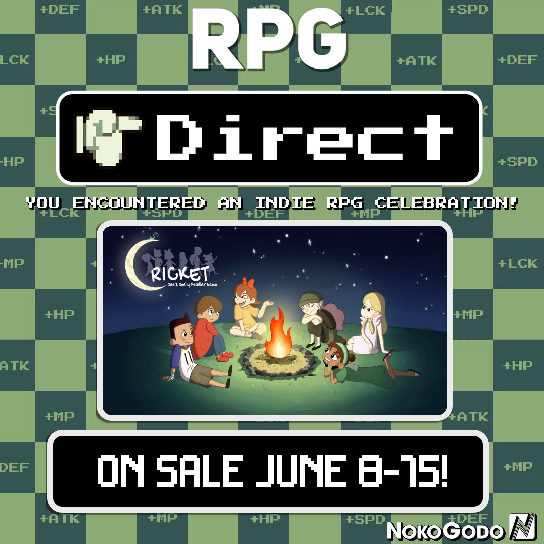 Hey all! Final reminder that Cricket: Jae’s Really Peculiar Game is 25% off on Steam for a limited time during the #rpgdirect sale!

There are others participating too! Check them out!