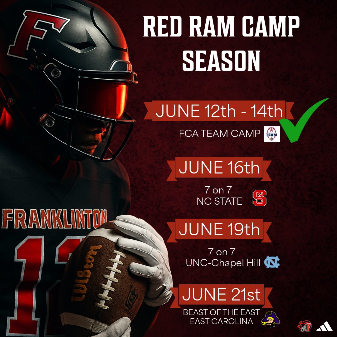 FHSRedRams_FB's tweet image. We’re hitting the road this summer. #campseason #redramnation #franklintonnc