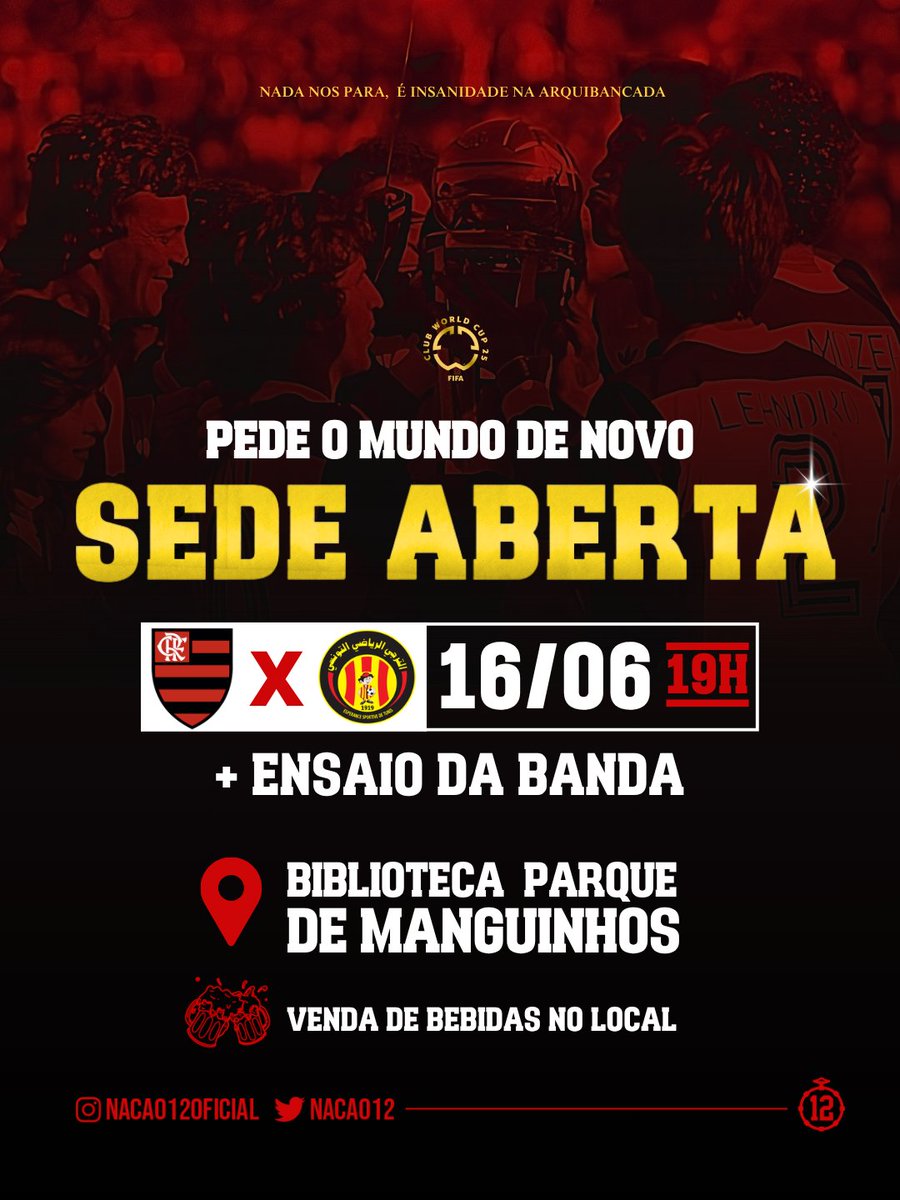 MUNDIAL É NA SEDE!

Segunda-feira começa a nossa caminhada rumo ao mundo, e a nossa sede vai estar aberta pra apoiar o mais querido. E nada melhor pra entrar em clima de Copa do Mundo de Clubes do que um ensaio da Banda do Urubu!

Vista o seu manto e venha torcer junto com a