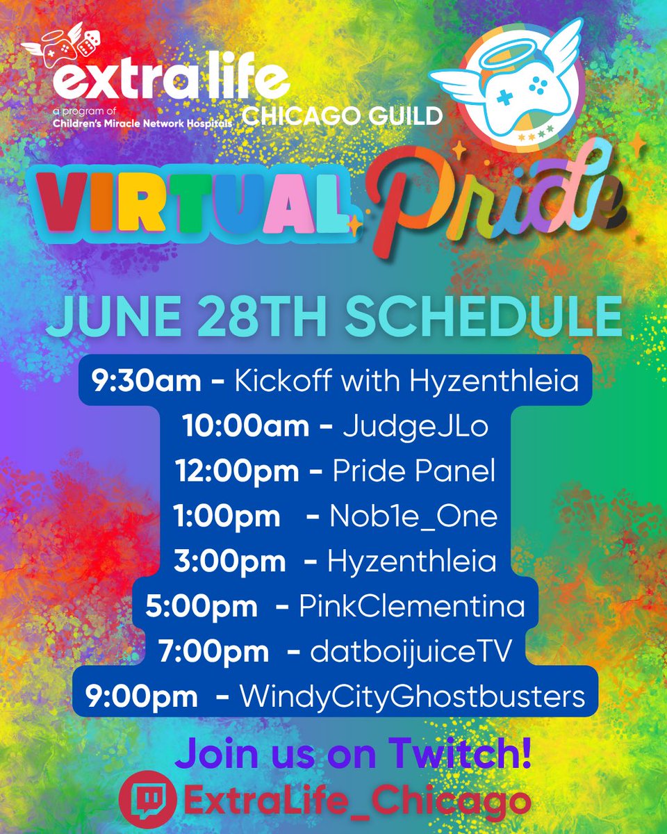 scarsofhonor's tweet photo. Join us for a day of joy, gaming, & giving back at the @ExtraLifeChiβs Virtual #PrideParade β a fundraising celebration supporting #LurieChildrensHospital of #Chicago & honoring the incredible #LGBTQ+ gamers who raise money for the kids.
More info/Donate: https://t.co/9l6Ak5iQoA https://t.co/jpVhxJ5GNe