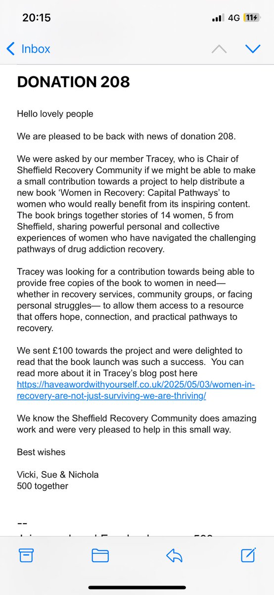 Donation 208 which, coincidentally, is my 208th most favourite number. Not the full whack this time but important nonetheless.