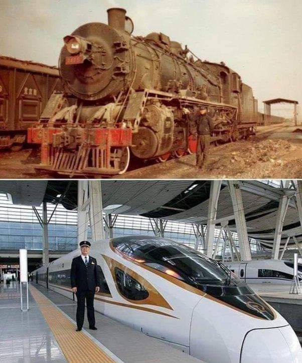 سائق قطار صيني 
بين الصورتين 26 عام