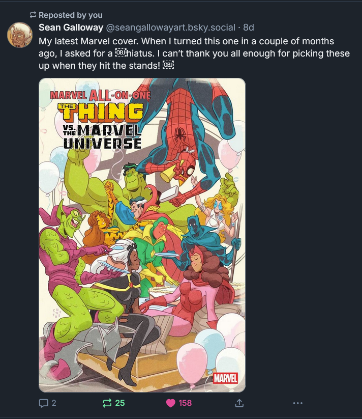 #Marvel #SpiderMan #Xmen Here's what you've missed on #BlueSky!👇

A lot of people are hesitant to leave b/c they aren't getting enough impressions or Likes! Yes, you have to REBUILD your community. But it's worth leaving nazis &amp; king-lovers behind, no?