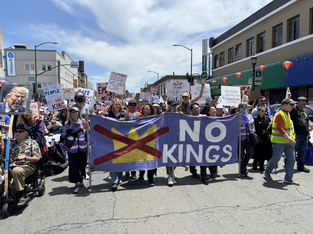 BuffyWicks's tweet image. From Wilma Chan Park and the streets of Oakland to peaceful protests nationwide, our message is clear: power belongs to the people. We reject authoritarianism — because in this country, there are no kings.