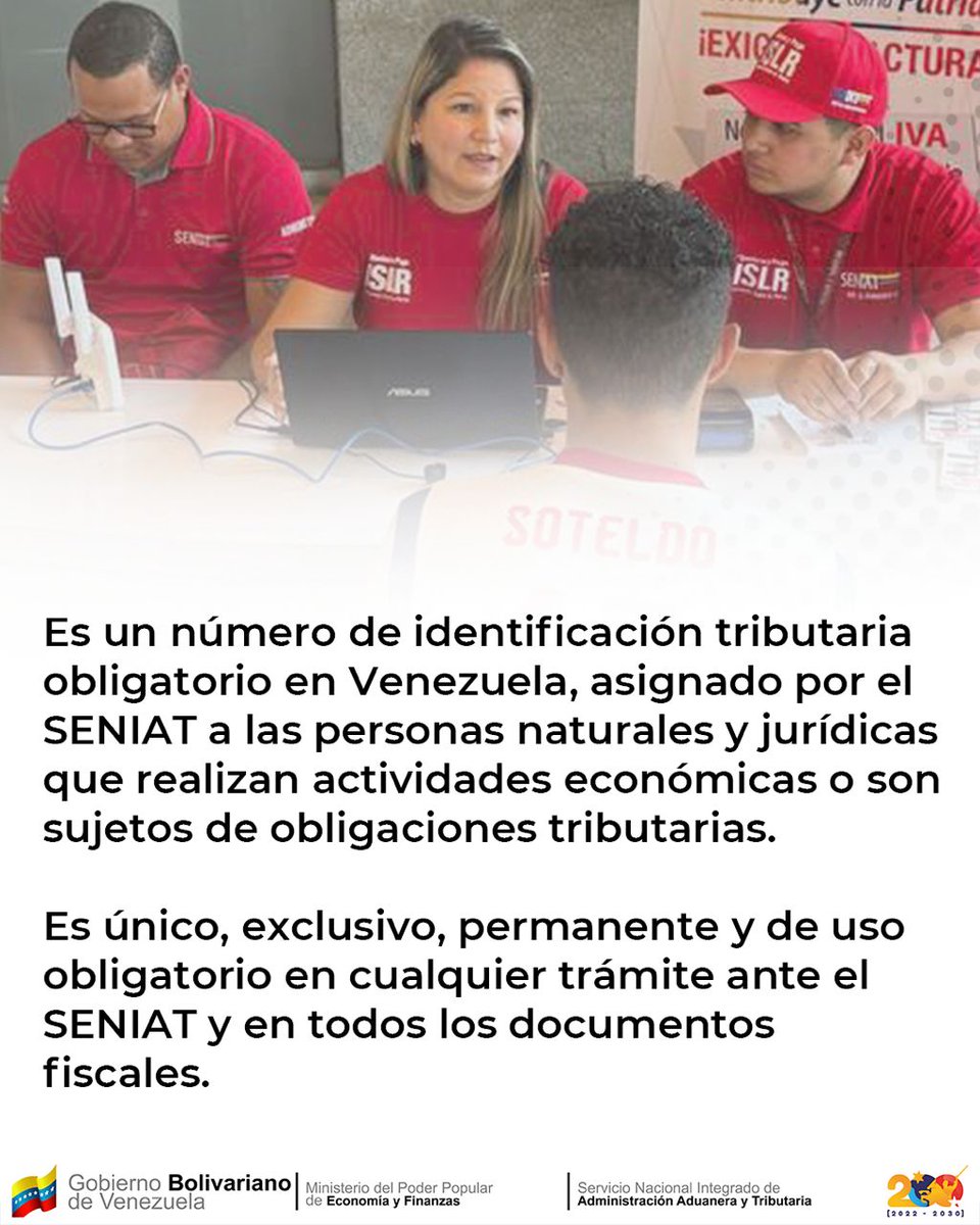 ¡Aclara tus dudas con el Glosario Fiscal SENIAT! Hoy te explicamos qué es el RIF (Registro Único de Información Fiscal).

Es un documento de identificación obligatorio, asignado por el Servicio Nacional Integrado de Administración Aduanera y Tributaria (SENIAT).

#GlosarioFiscal
