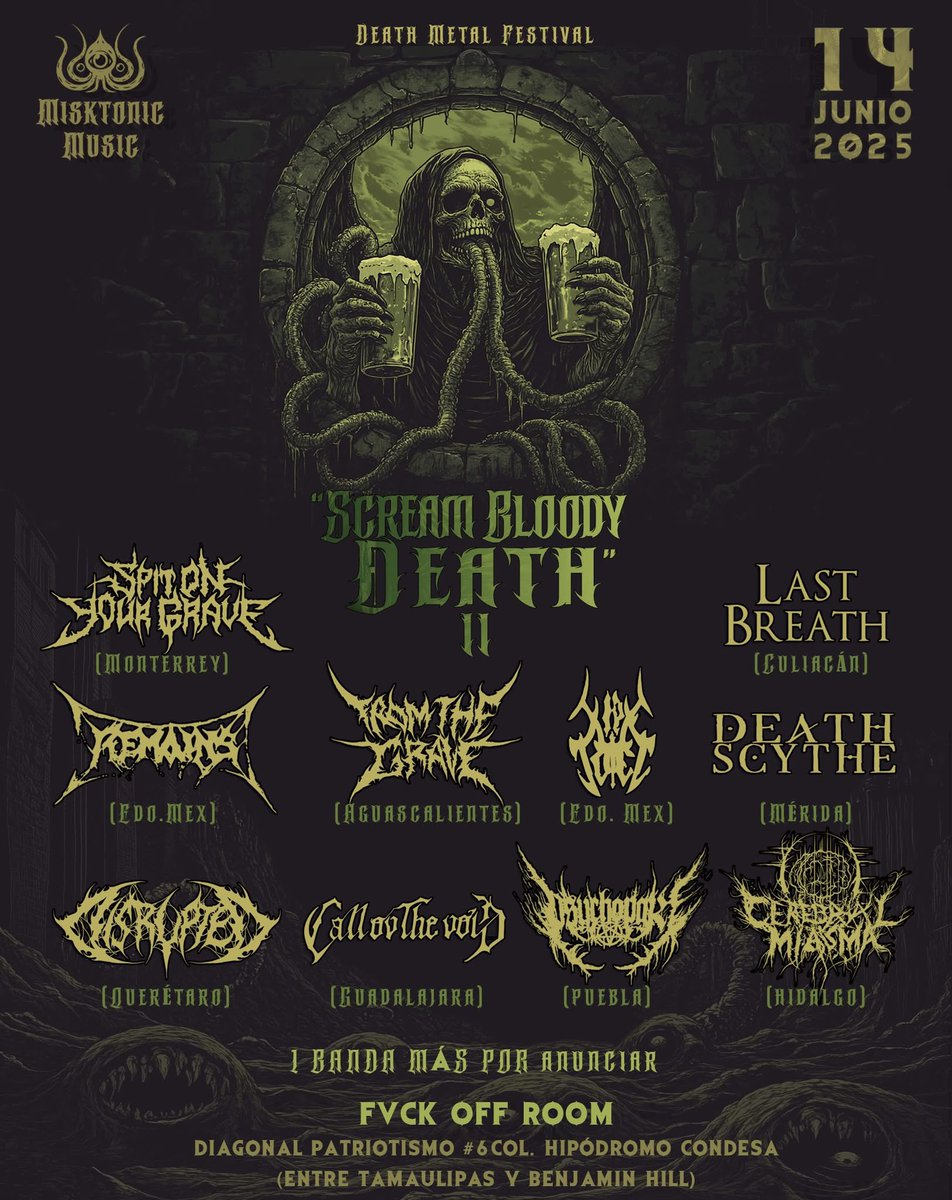 BBeat105's tweet photo. Hoy, 14 de junio, están estos shows:
- En #FVCKOFFROOM, el #ScreamBloodyDeath
- En #Texcoco, el #AncientWar
- En #Toluca, el #GoreGrindChapterIV
- En el @circovolador, el aniversario de #MetalHead
Cuáles nos faltan?
En cuáles los veremos?
#StayBlast
#BlastBeat105 https://t.co/2uQjD8s2xF