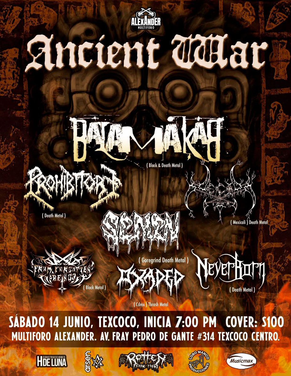 BBeat105's tweet photo. Hoy, 14 de junio, están estos shows:
- En #FVCKOFFROOM, el #ScreamBloodyDeath
- En #Texcoco, el #AncientWar
- En #Toluca, el #GoreGrindChapterIV
- En el @circovolador, el aniversario de #MetalHead
Cuáles nos faltan?
En cuáles los veremos?
#StayBlast
#BlastBeat105 https://t.co/2uQjD8s2xF