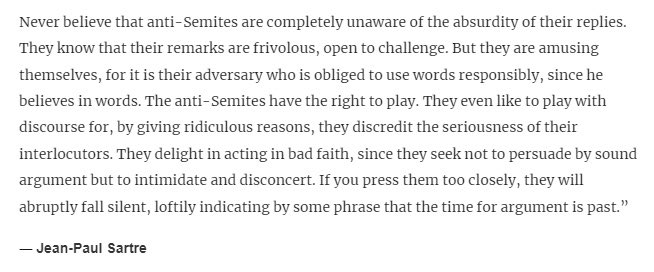 whstancil's tweet image. The far right so perfectly embodies Sartre’s antisemite.