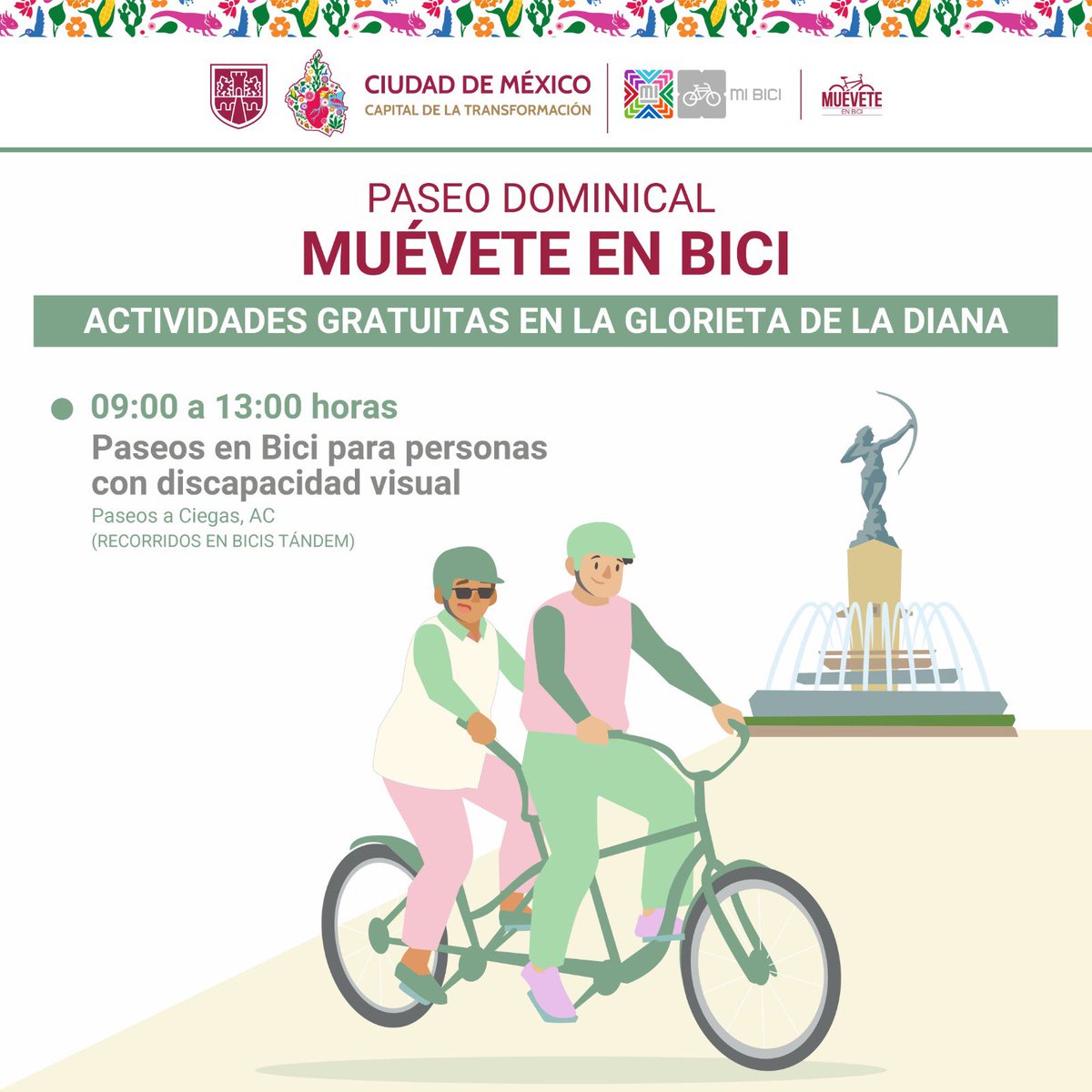 ¿Tienes una cita y no sabes qué hacer? 🌟
🚲 ¡Es el momento perfecto para invitarle al Paseo Dominical #MuéveEnBici!
 Disfruten juntos de:
🌳 Una ruta increíble 
🎉 Actividades divertidas
🍿 Y mucho más… 🤩
📅 ¡Plan diferente, conexión especial! 😉