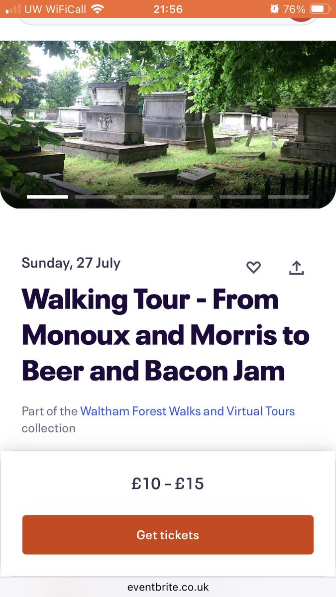 At least 2 people on my #Walthamstow walk today booked after seeing adverts on the tube for <a href="/sohotheatre/">Soho Theatre</a> #Walthamstow + wanted to explore the area! My next ‘From Monoux and Morris to Beer and Bacon Jam’ walk with <a href="/footprintsldn/">Footprints of London</a> will be on Sunday 27th July eventbrite.co.uk/e/walking-tour…