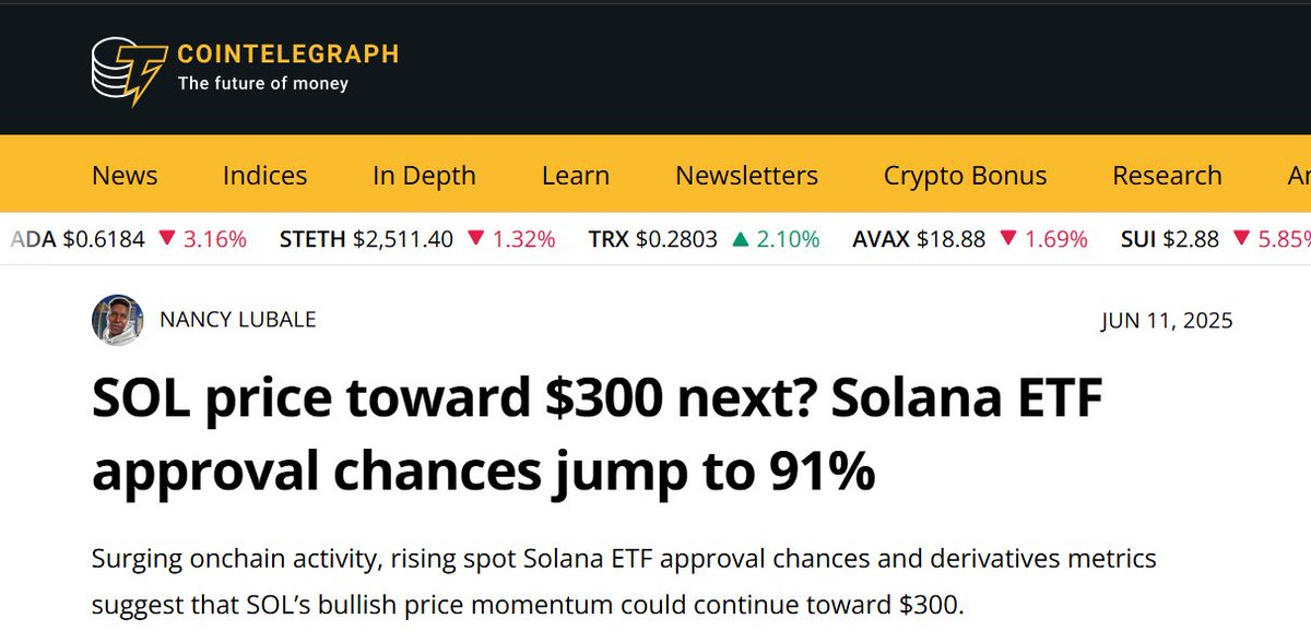 #Solana  cooking.
Bull-flag forming on the charts 🟩📈
Polymarket shows 91% odds of ETF approval 🔥
Momentum is very real.
Don’t say we didn’t warn you.