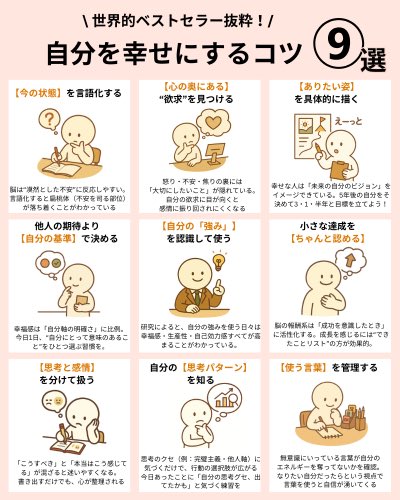 世界的ベストセラーから自分を幸せにするコツを集めました👇