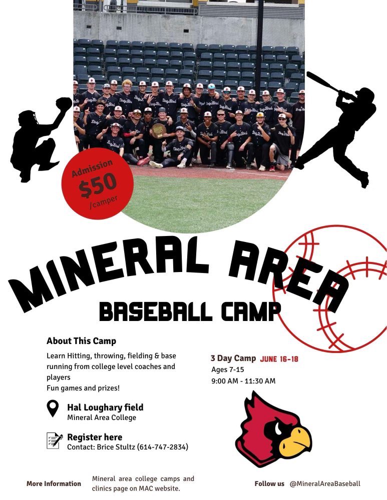 ❗️Reminder❗️ Baseball camp starts Monday. Walk ups are welcome!