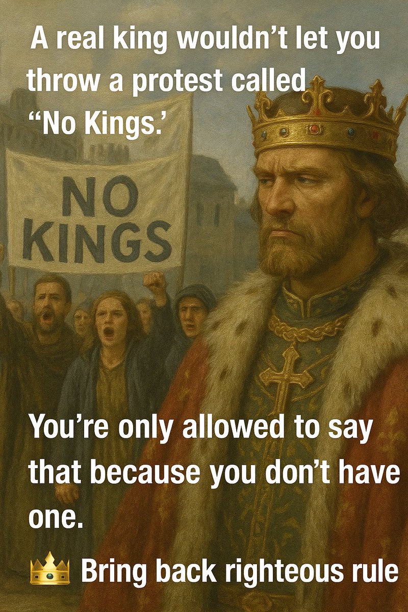 WFCPreacher's tweet photo. #NoKings #ChristIsKing #BringBackOrder #ChristianNationalism #BiblicalAuthority #RighteousRule #MonarchyOverMob #CultureWar #RejectAnarchy #GodOverGovernment #KingOfKings #ChristianRight https://t.co/so2tCEvg3o