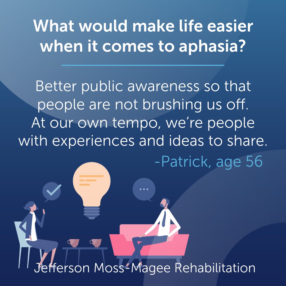 MossMageeRehab's tweet image. #aphasiaawarenessmonth current &amp;amp; former patients share what it is like living with aphasia, a language disorder that affects the ability to communicate. #speechtherapy #cognitiverehab #aphasia #braininjury