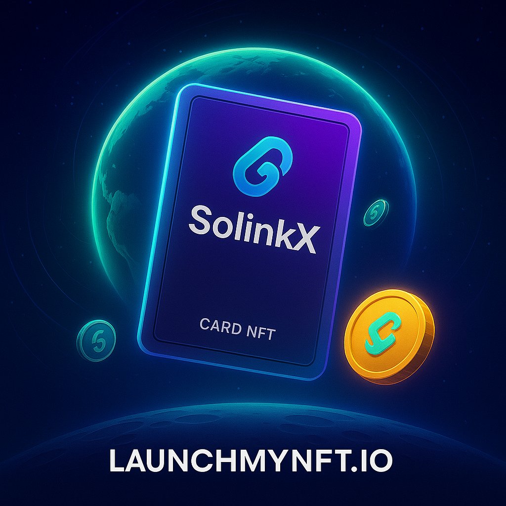 🚀 SolinkX Airdrop Alert!

🎴 Mint your SolinkX Card NFT for just $1

🌐 Buy on <a href="/LaunchMyNFT/">LaunchMyNFT</a>

💸 Get a free $LINK Coin airdrop with every mint!

📢 To be eligible:
1️⃣ Follow @SolinkX
2️⃣ Like &amp; RT this post
3️⃣ Tag 2 Web3 friend

🔗 #Solana #SolinkX #Airdrop #Web3 #NFT #LINK