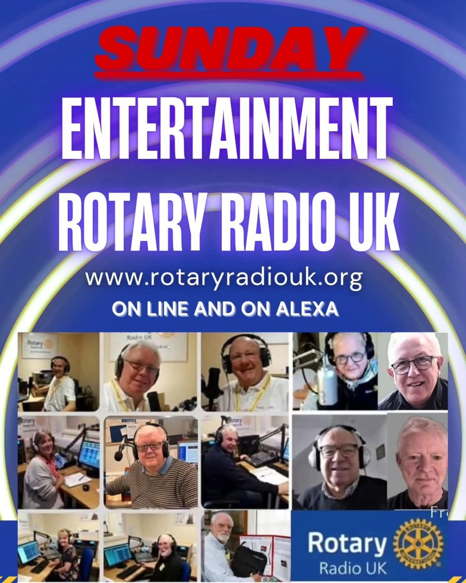 The latest Rotary News with Dave Hatcher 10am
12.00 The Music Box
Northern Soul 4pm
Modern Country 5pm 
Sixties 6pm 
7pm the Folk Hour 
Richard Talbot 8pm Lots of chat and tunes famous inventions and more followed by late night Terry De la Fuente 10pm

rotaryradiouk.org