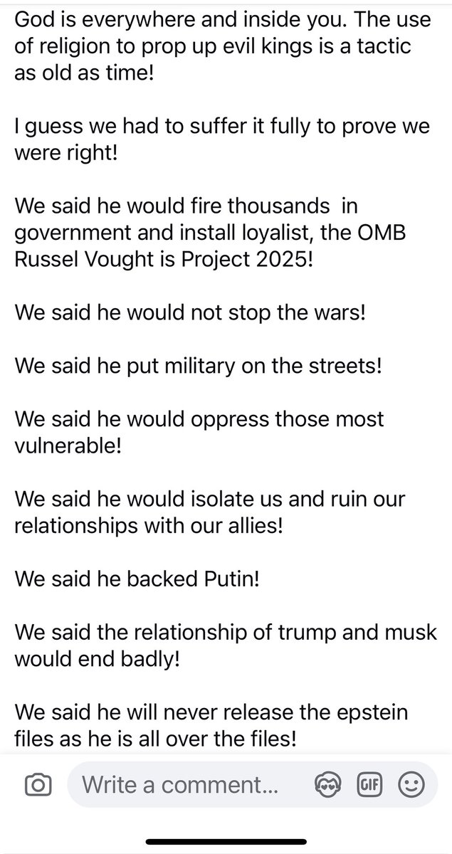 messer71's tweet image. We warned you!
We screamed and shouted!
We told you about Project 2025!
We told you he fire thousands!
We told you he would starve the needy!
We told you he would harm vets, the elderly and our kids!
We told you he would put military on our streets!
Here we are! NO KINGS!