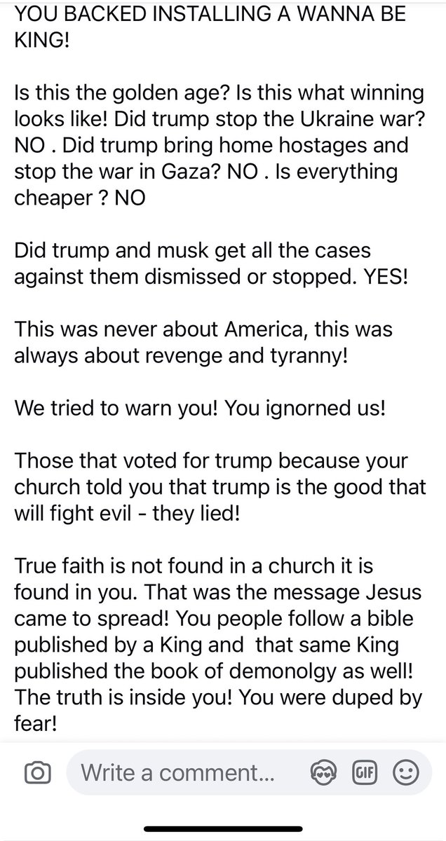 messer71's tweet image. We warned you!
We screamed and shouted!
We told you about Project 2025!
We told you he fire thousands!
We told you he would starve the needy!
We told you he would harm vets, the elderly and our kids!
We told you he would put military on our streets!
Here we are! NO KINGS!