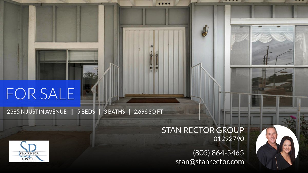 StanRectorGroup's tweet image. Are you looking for a home in the Simi Valley area? If so, check out this listing before it's gone! Give me a call at (805) 864-5465 for more information.

Stan &amp;amp; Renee Rector
Pinnacle Estate... homeforsale.at/2385_N_JUSTIN_…