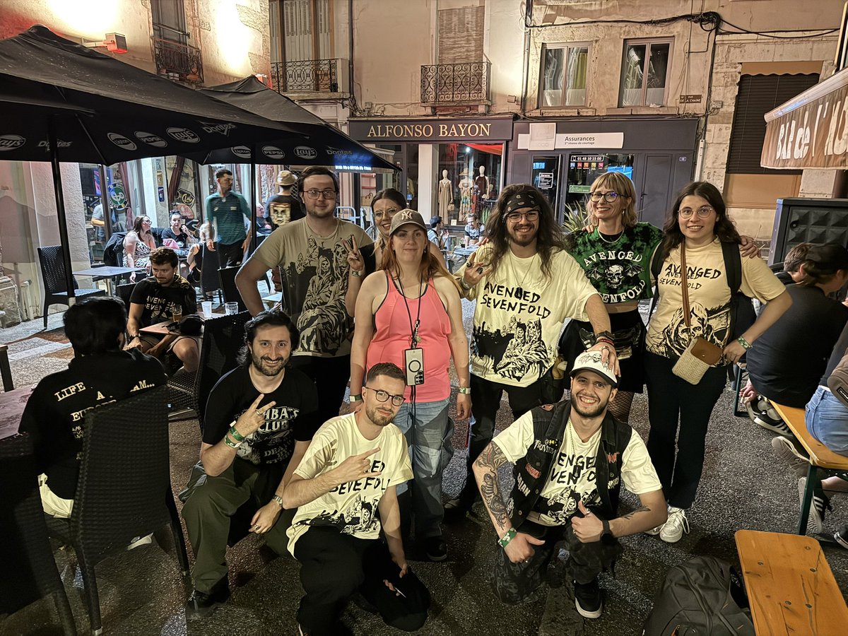 AdriHope🖤 (@a7x_adrihope) on Twitter photo So, I met some amazing <a href="/DeathbatsClub/">Deathbats Club</a> friends at the Vienne show (outside of the show too). Vienne 🇫🇷, the <a href="/TheOfficialA7X/">Avenged Sevenfold</a> concert (BADASS!!), my new friends…. I will never forget you. I can’t WAIT for the M&G photo 🤗. Until next time 🤘🏼
<a href="/shadows_eth/">Shadows</a> <a href="/brookswackerman/">brooks wackerman</a> <a href="/Vengenz1/">Zacky V</a> So, I met some amazing <a href="/DeathbatsClub/">Deathbats Club</a> friends at the Vienne show (outside of the show too). Vienne 🇫🇷, the <a href="/TheOfficialA7X/">Avenged Sevenfold</a> concert (BADASS!!), my new friends…. I will never forget you. I can’t WAIT for the M&G photo 🤗. Until next time 🤘🏼
<a href="/shadows_eth/">Shadows</a> <a href="/brookswackerman/">brooks wackerman</a> <a href="/Vengenz1/">Zacky V</a>