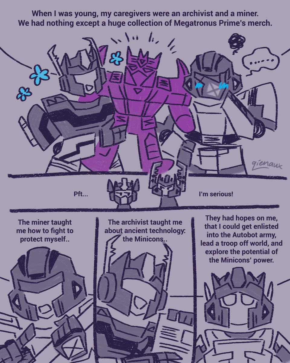 qien_was_here's tweet image. Just finished watching #TransformersArmada recently and this hc where #dpax were megs&apos; parents kept bugging me so i had to draw- (2/6)