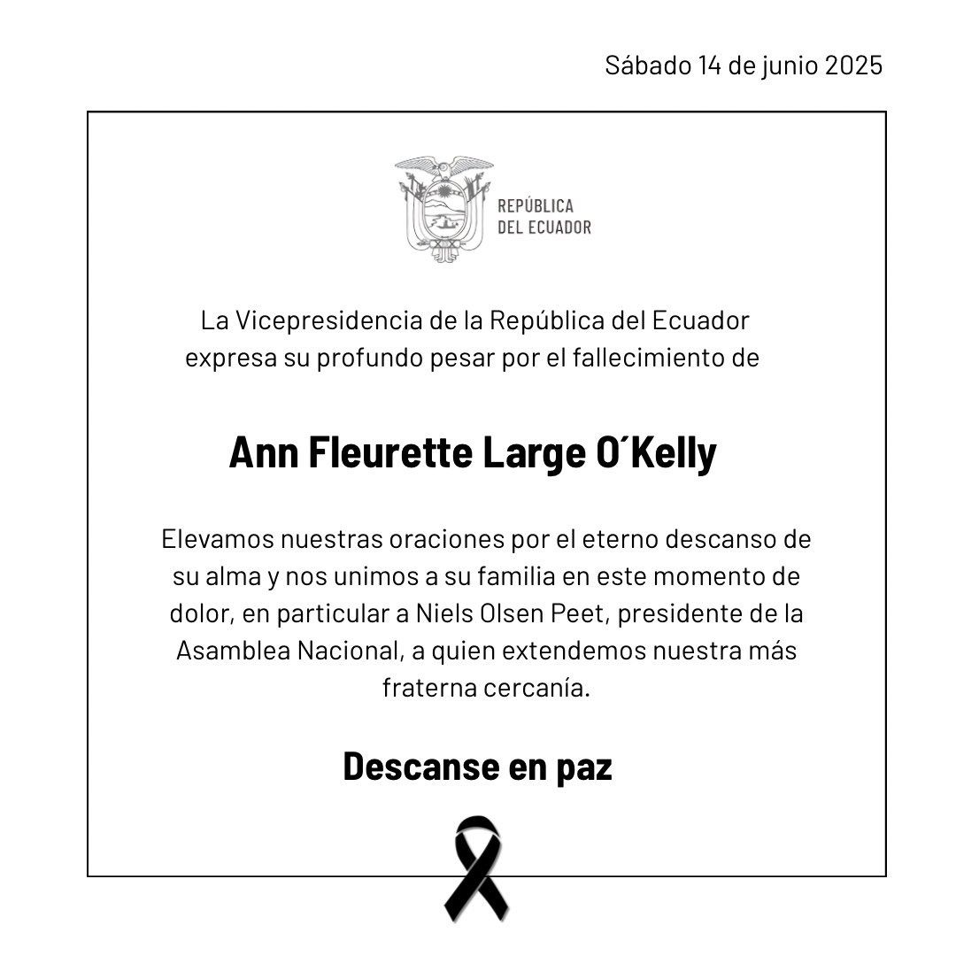 Vicepresidencia (@vice_ec) on Twitter photo Nuestro abrazo solidario a <a href="/NielsOlsenP/">Niels Olsen</a>, que encuentre paz en estos momentos difíciles. 🕯️🕊️ Nuestro abrazo solidario a <a href="/NielsOlsenP/">Niels Olsen</a>, que encuentre paz en estos momentos difíciles. 🕯️🕊️