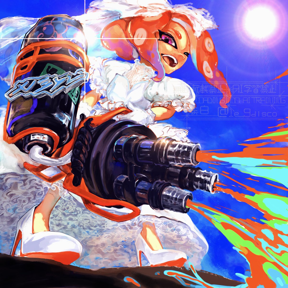1e_9disco's tweet photo. ハイドラント圧ってウェディングドレスでぶっ放してるのが似合うと思いません？の絵です。 https://t.co/EHyG6dEX0p