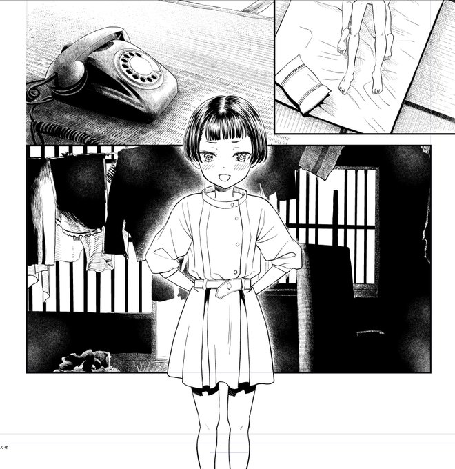 今回は、ベタとタッチを多用する背景にチャレンジ中。 