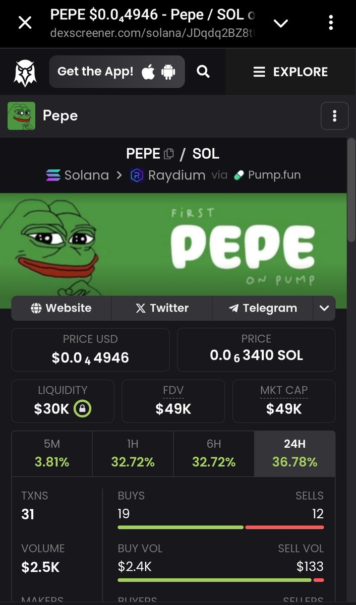 laro_og_'s tweet photo. People have realized this is the OG #PepeOnSolana (the first one on #Pumpfun ). Do you remember when (ex-Pauly Pumpfun Pepe) went to 80 mill MC? But he wasn't the OG, and that's why he's dead today. 

This is the OG $PEPE on #Solana.

AGF2AW8nosA9rDxgfkHpqN5tTxoqBPreS5MqhRxxzg6i https://t.co/RDSIfze9gz