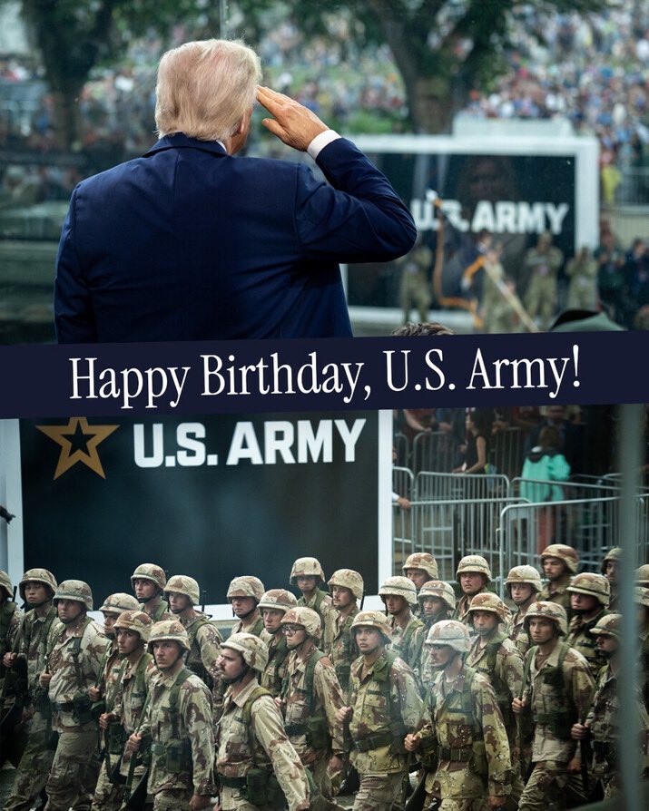 Happy 250th Birthday to our United States Army and our great President Donald J. Trump 🇺🇸🇺🇸🇺🇸