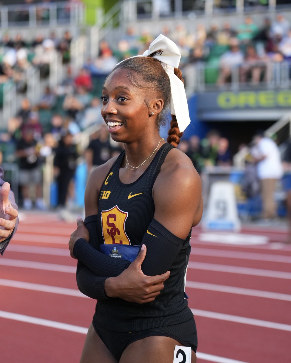 Samirah Moody is the first Trojan to win the W 100m since Angela Williams won the event in 2002 ✌️