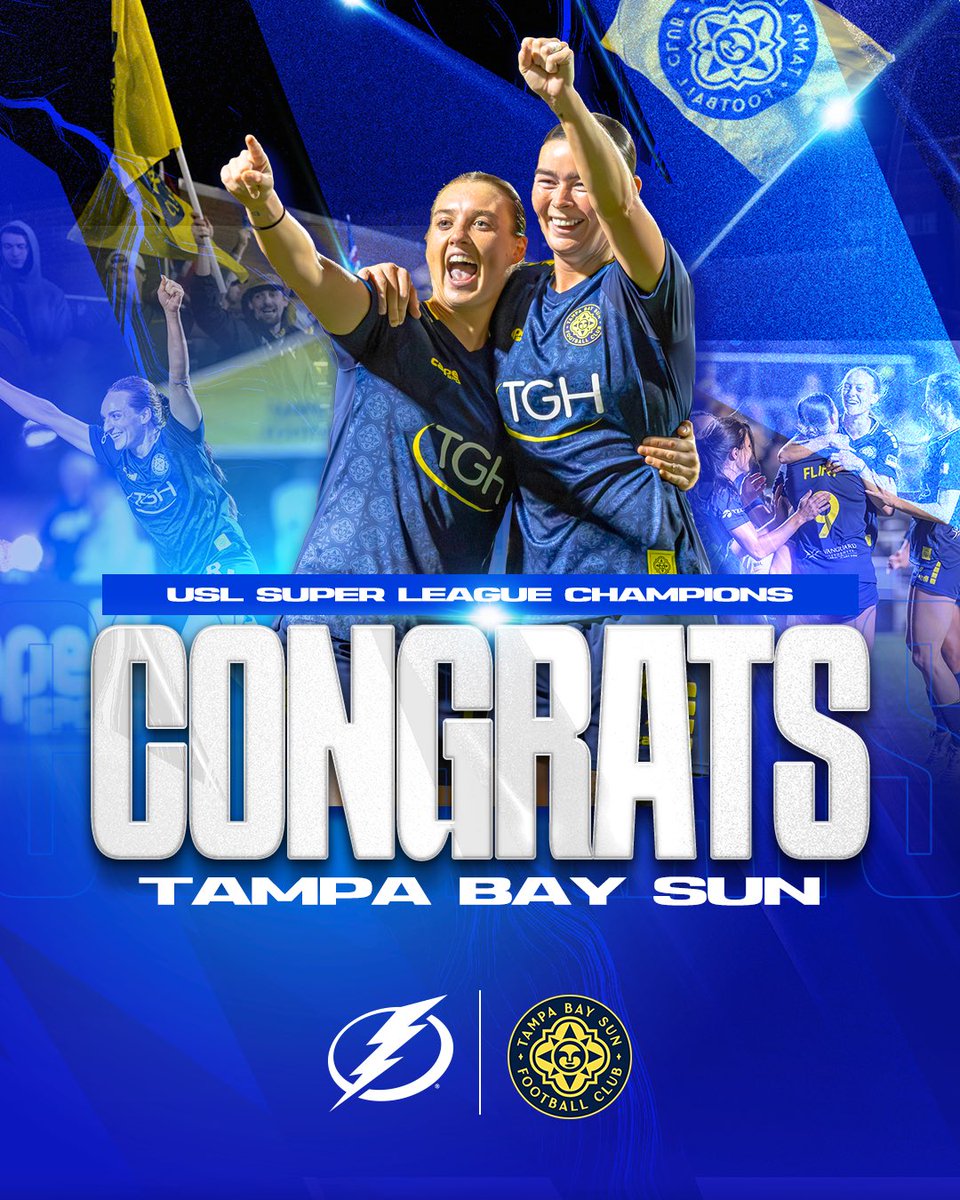 x - Tampa Bay Lightning (@tblightning) on Twitter photo LETโS GO, <a href="/TampaBaySunFC/">Tampa Bay Sun FC</a>!
Congrats to the <a href="/USLSuperLeague/">USL Super League</a> Champions ๐
#TeamTampaBay | #GoBolts LETโS GO, <a href="/TampaBaySunFC/">Tampa Bay Sun FC</a>!
Congrats to the <a href="/USLSuperLeague/">USL Super League</a> Champions ๐
#TeamTampaBay | #GoBolts