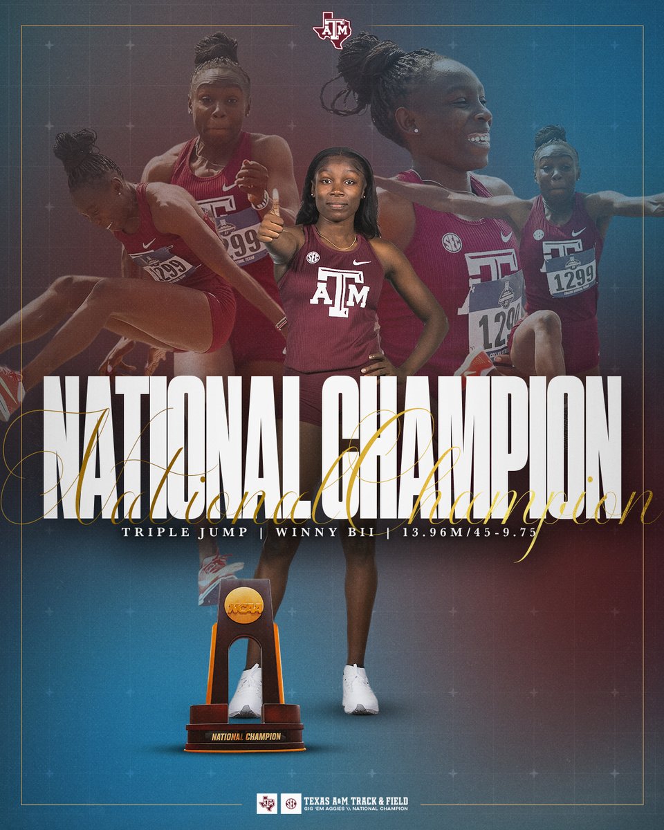 WINNY BII IS THE TRIPLE JUMP NATIONAL CHAMPION ‼️🏆

#GigEm // #AggieTF