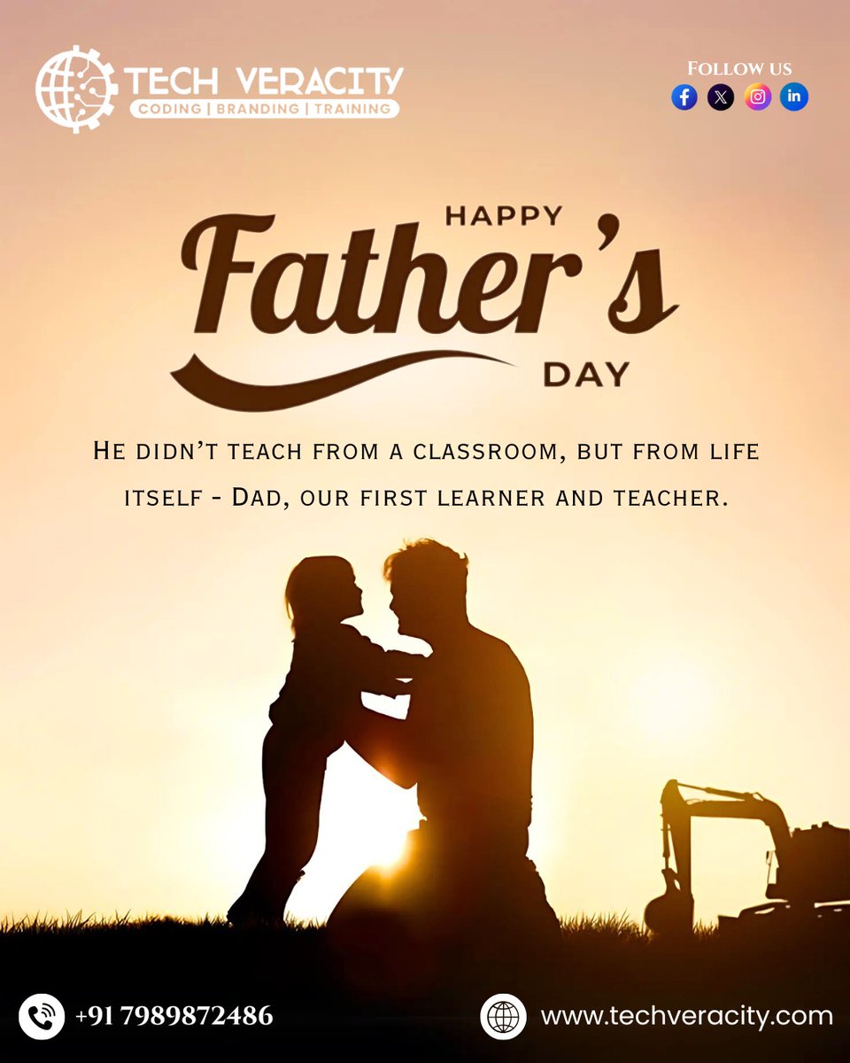 tech_veracity's tweet image. Happy Father&apos;s Day from Tech Veracity!

He didn’t teach from a textbook — he taught from life.
From guiding your first step to showing you how to face challenges, Dad is the original mentor, the first coder of our values, and the most reliable trainer in life’s journey.