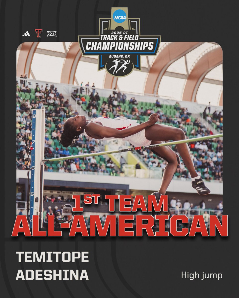 TexasTechTF's tweet image. Temi clears 1.87m (6-1.50) as she takes 5th today 👊