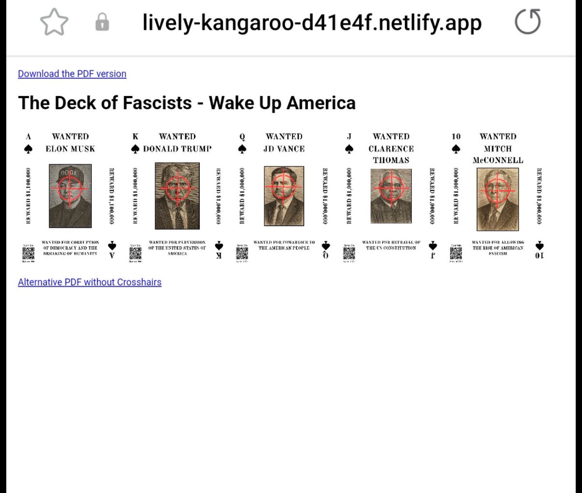 Jonathan Choe (@choeshow) on Twitter photo Got around to scanning the bar code. Look who else is on this “kill list.”
Elon, Justice Clarence Thomas, and Mitch McConnell. <a href="/FBIDirectorKash/">FBI Director Kash Patel</a> <a href="/FBIDDBongino/">Dan Bongino</a> needs to investigate.
<a href="/elonmusk/">Elon Musk</a> Got around to scanning the bar code. Look who else is on this “kill list.”
Elon, Justice Clarence Thomas, and Mitch McConnell. <a href="/FBIDirectorKash/">FBI Director Kash Patel</a> <a href="/FBIDDBongino/">Dan Bongino</a> needs to investigate.
<a href="/elonmusk/">Elon Musk</a>