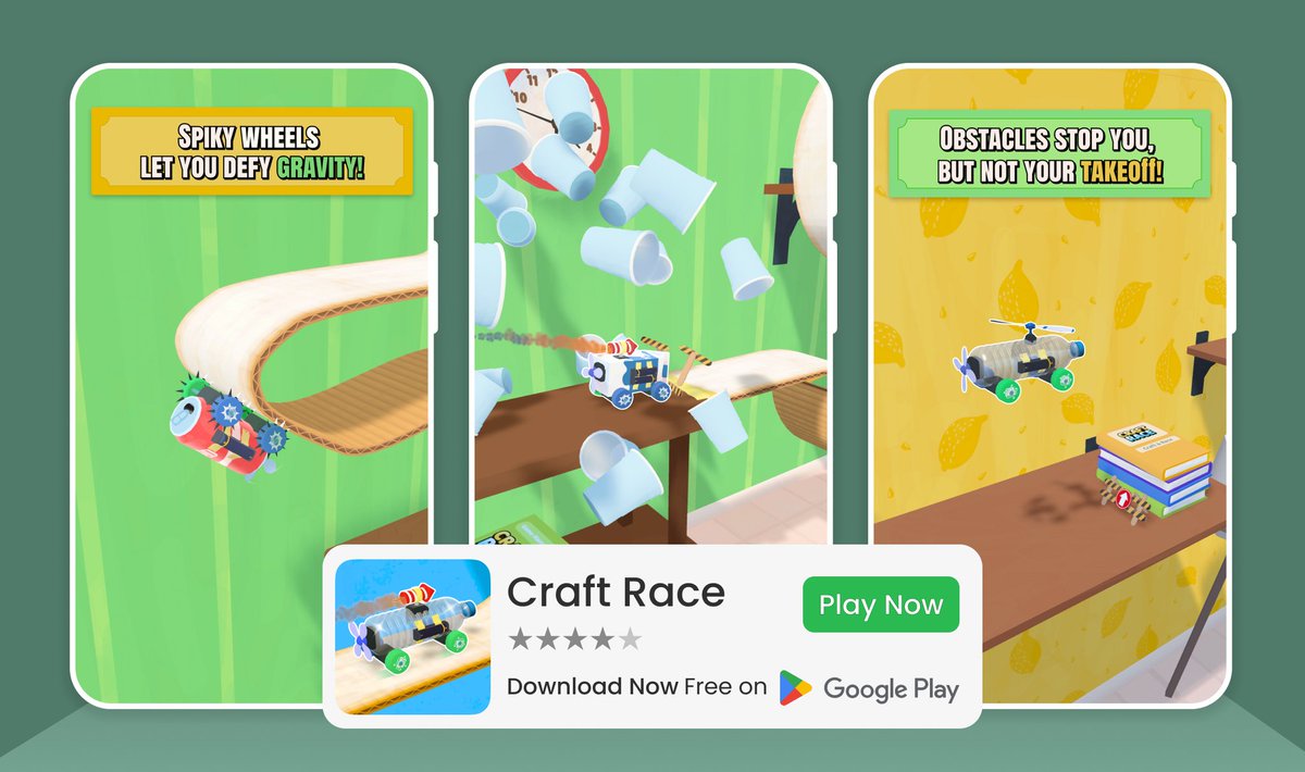 mukeshjuadi's tweet photo. Craft Race – DIY Vehicle Maker!
Build your ride using everyday objects and race to the finish line on wild, tricky tracks.
Can your craft survive the challenge and make it to the end?
📲 https://t.co/cyOAM0voAq
#CraftRace #IndieGame #gamedev
#game #VehicleGame #CraftGame https://t.co/2OAfCf0MTE