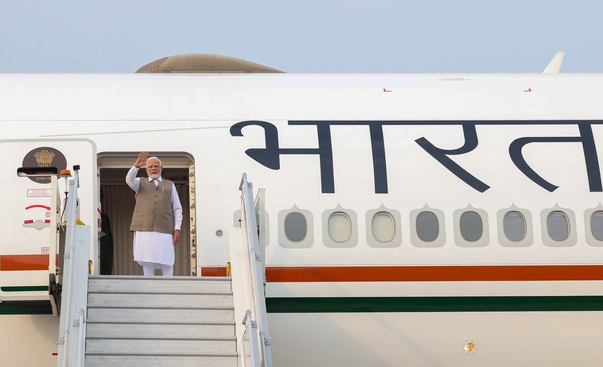 PM <a href="/narendramodi/">Narendra Modi</a> emplanes for three-nation visit to Cyprus, Canada and Croatia.
