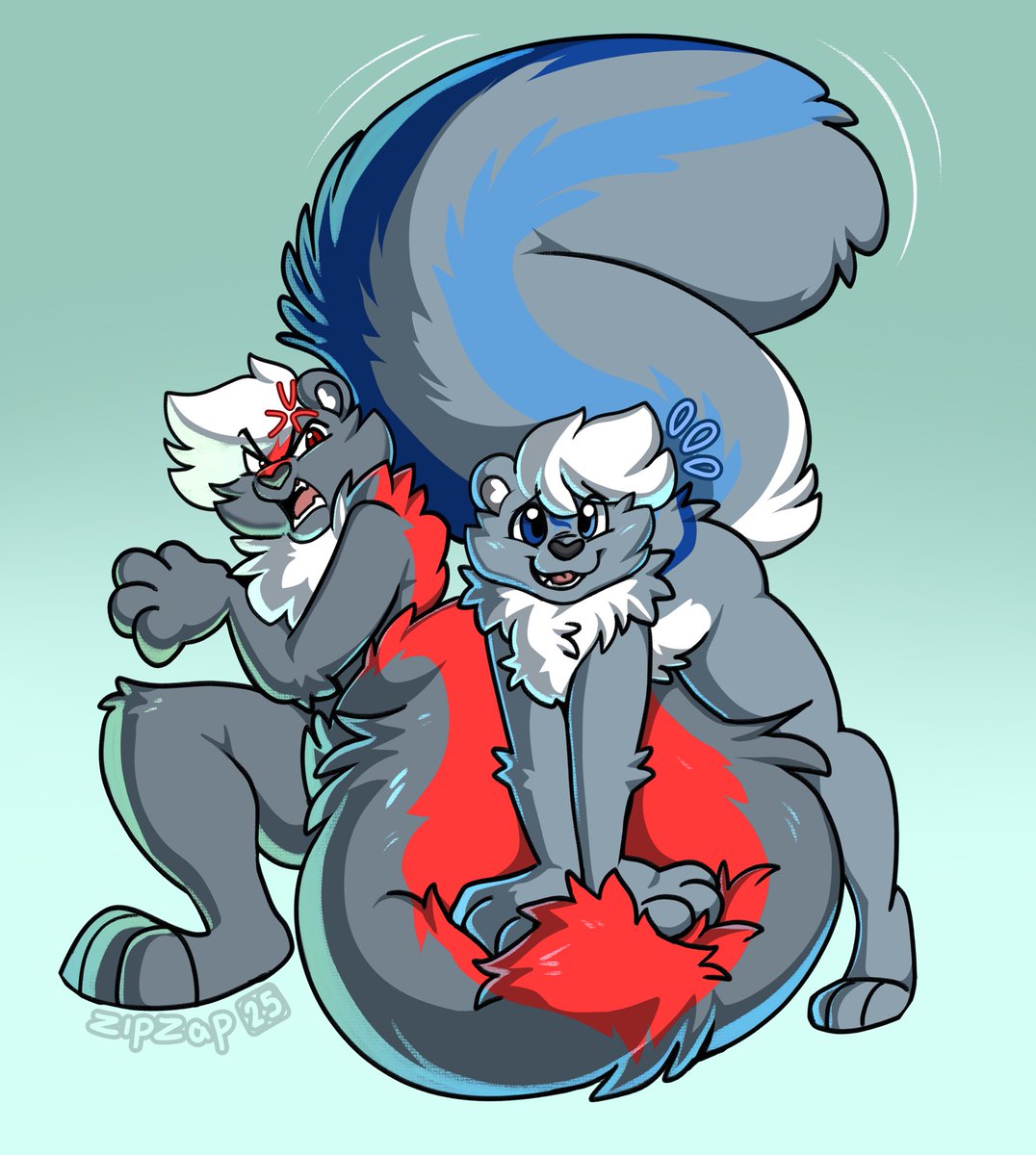 Happy skunk day yall, celebrating with this amazing pic <a href="/ZipZapDidThat/">ZipZap 🦨🎈</a> did for me recently ^^

Looks like Max made it to Red just in time before he could raise a stink!