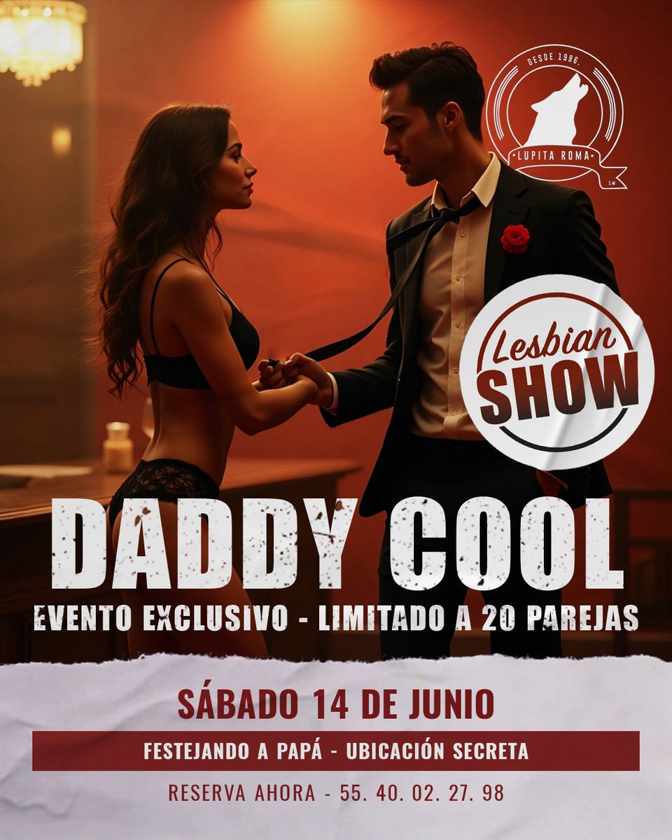 Hoy te espera una noche al estilo #LupitaRomaSw llena de erotismo y sensualidad para celebrar a todos los papacitos con un sexy lesbian show 🔥 dedicado a los papiSw 

¿Ya reservaste tu lugar? 😈

📲 5540022798