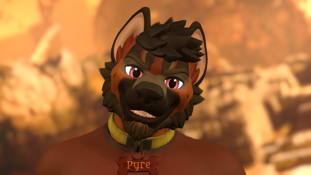 Been working away trying to get Pyre ready for VRChat and I'm very much liking how he's looking. There's a little fix still needed with the name tag and the inner iris looks off in some lighting but he's basically there ^^

Loved how this photo came out even just for a test.