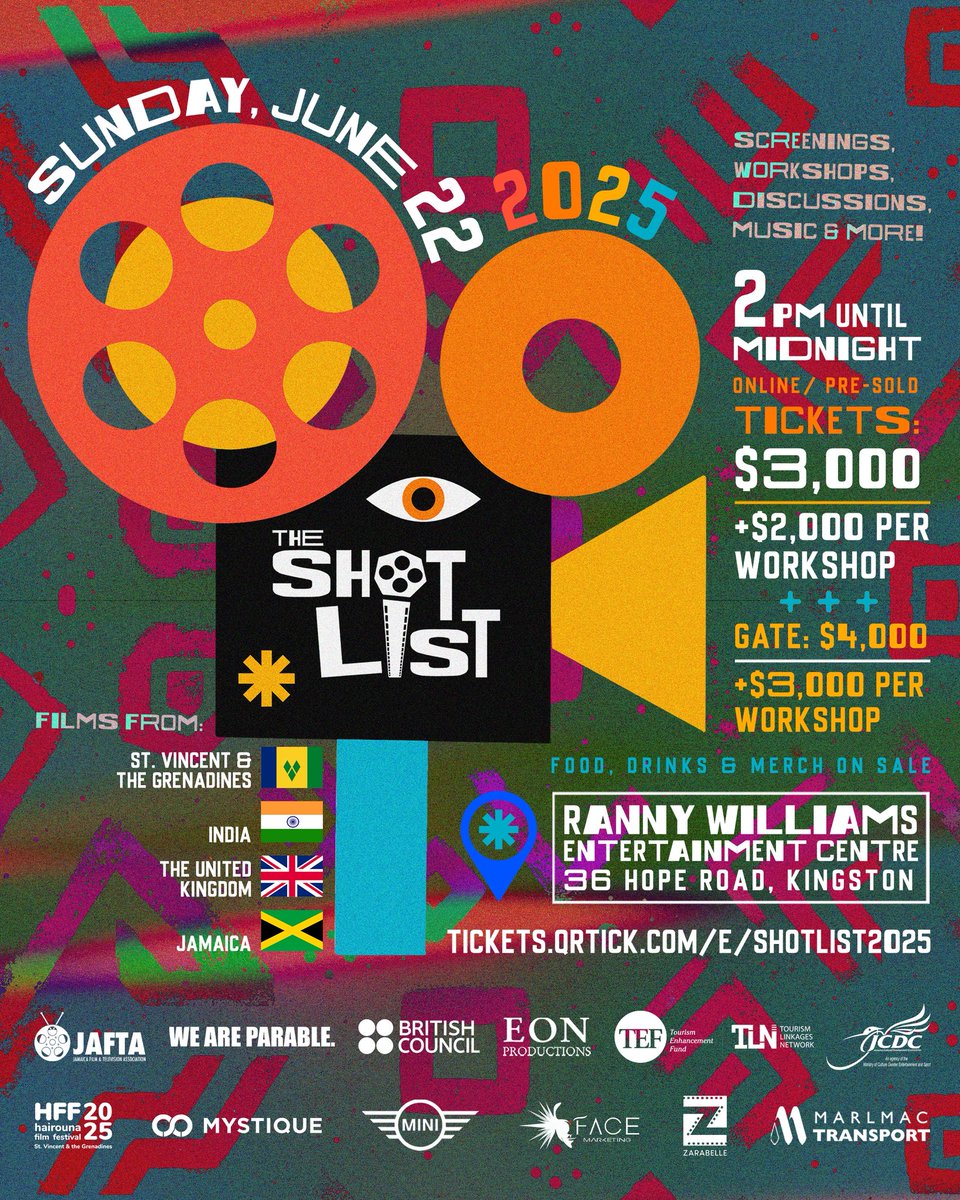 🎬 #TheShotList returns next Sunday!
Join us for a day of film, music, &amp; conversation with 5 curated blocks featuring stories from: the UK 🇬🇧, India 🇮🇳, SVG 🇻🇨, &amp; Jamaica 🇯🇲. ✨ Screenings. Workshops. Panel Discussions. Music… Vibes! 
#JAFTA #WeAreParable #FilmFestival #Jamaica