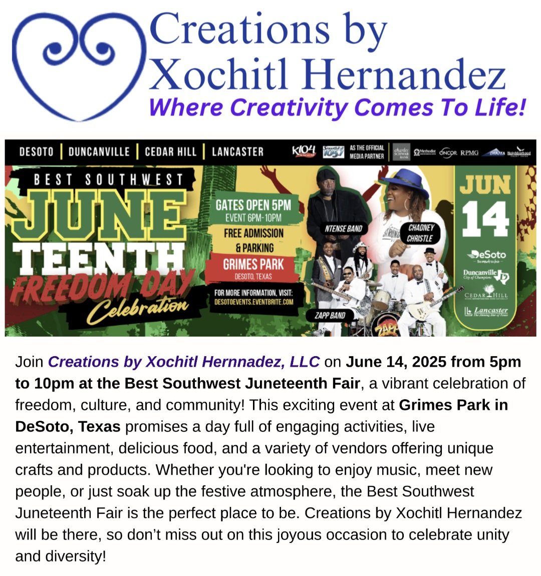 Come one, come all. Support my daughter’s launch of her new business-
creationsbyxochitlhernandez.com