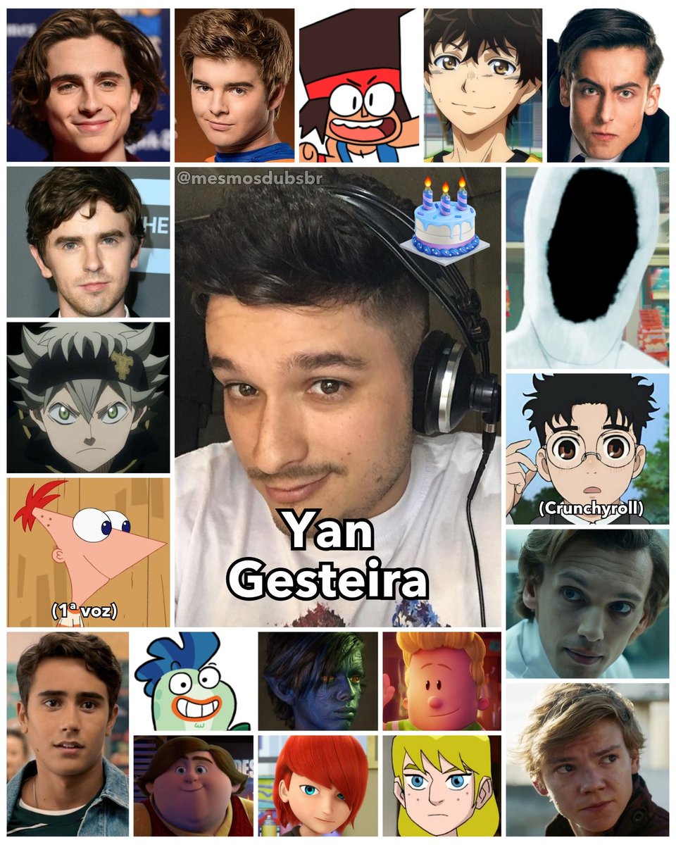 Um gênio que vem nos agraciando com trabalhos incríveis na dublagem desde criança, desejamos um feliz aniversário para o carismático Yan Gesteira, nosso Timothée Chalamet e Freddie Highmore, Asta de Black Clover, e o primeiro dublador do Phineas! 🎂