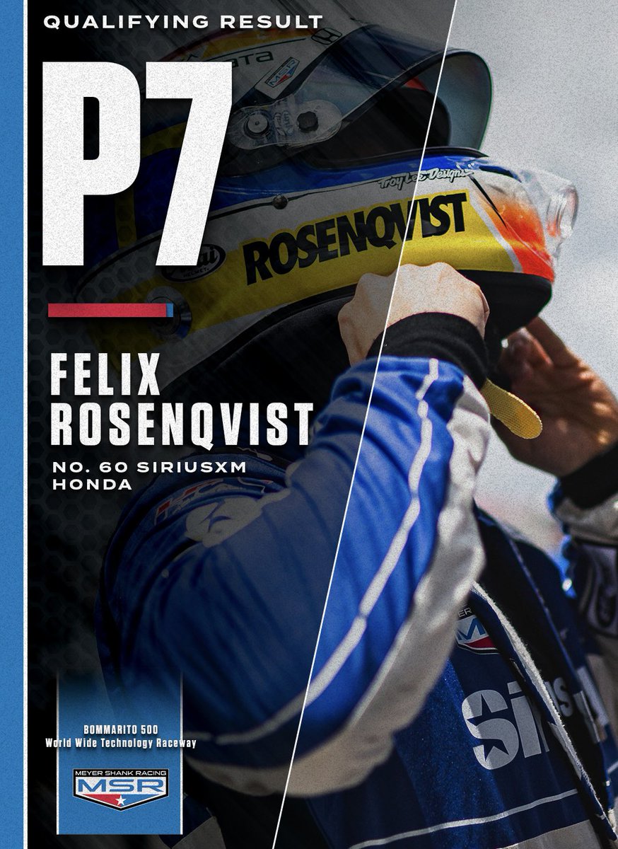 Meyer Shank Racing (@meyershankrac) on Twitter photo 🚨Q UPDATE! Forgive our poor signal during the session, but here’s where we ended up:
<a href="/MarcusArmstrng/">Marcus Armstrong</a>: P6
<a href="/FRosenqvist/">Felix Rosenqvist</a>: P7
Great job by the boys…and the top Hondas in Qualifying. 👊
#INDYCAR // <a href="/HondaRacing_US/">Honda Racing US</a> 🚨Q UPDATE! Forgive our poor signal during the session, but here’s where we ended up:
<a href="/MarcusArmstrng/">Marcus Armstrong</a>: P6
<a href="/FRosenqvist/">Felix Rosenqvist</a>: P7
Great job by the boys…and the top Hondas in Qualifying. 👊
#INDYCAR // <a href="/HondaRacing_US/">Honda Racing US</a>