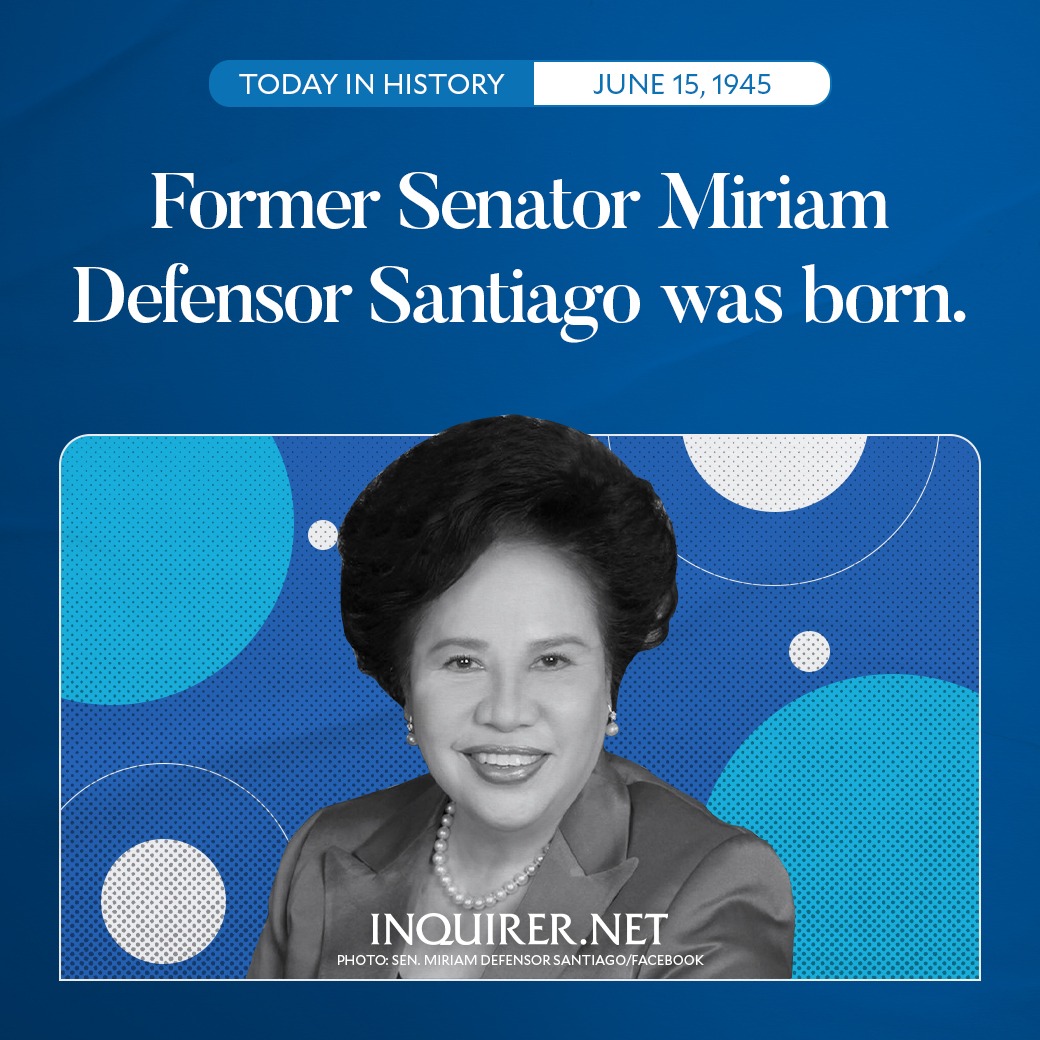 Today, we commemorate the 80th birth anniversary of former Senator Miriam Defensor Santiago, who was hailed as the Iron Lady of Asia by Asia Magazine in 1989.

She died in 2016 after battling lung cancer.