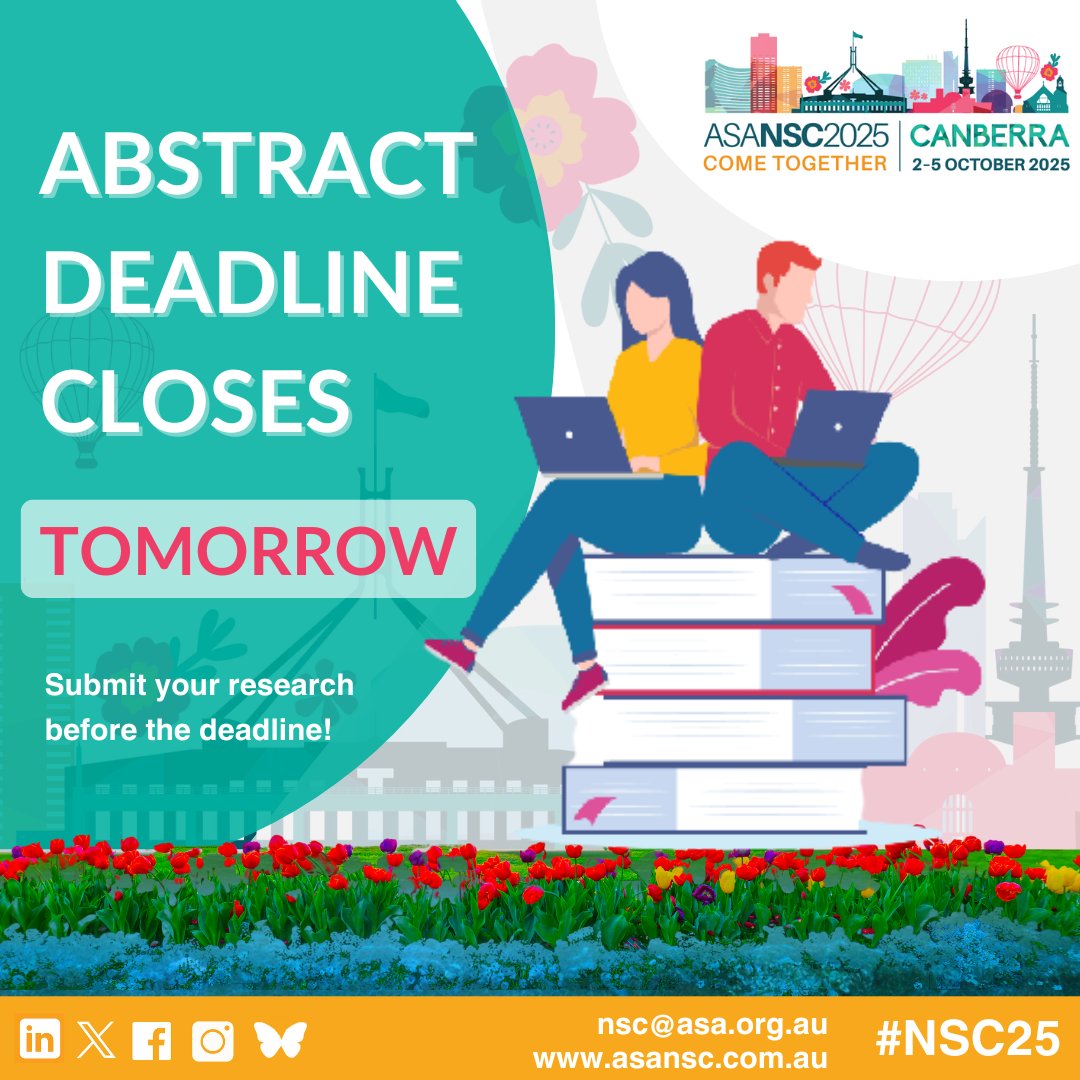 The Australian Society of Anaesthetists (@asa_australia) on Twitter photo Present your Research at the NSC25!
Read the Abstract Submission Guidelines, Presentation Formats and Prize Description before submitting your abstract through the eOrganiser portal. Learn more here: asansc.com.au/call-for-abstr… 
Don't miss the deadline! Present your Research at the NSC25!
Read the Abstract Submission Guidelines, Presentation Formats and Prize Description before submitting your abstract through the eOrganiser portal. Learn more here: asansc.com.au/call-for-abstr… 
Don't miss the deadline!