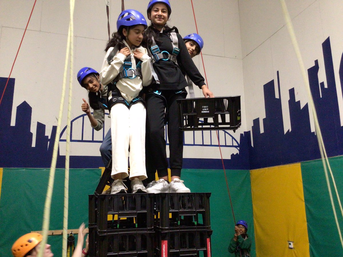 Wood groups last activity of the day. Crate challenge. How far can they build up the crates? Which team won?