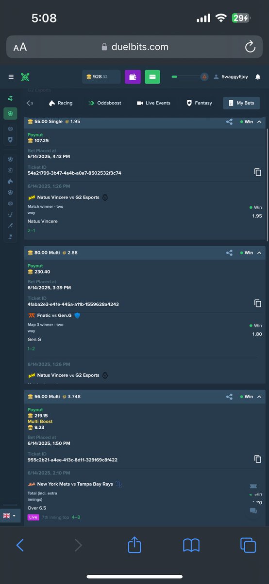 3njoying (@qtenjoying) on Twitter photo Betting on eSports> instead of Sports. Thank u <a href="/natusvincere/">NAVI</a> <a href="/GenG_KR/">젠지 이스포츠 | Gen.G Esports</a> @rexregum <a href="/AuroraCS2_GG/">Aurora CS2</a> <a href="/FNATIC/">FNATIC</a>
Another 1k profit Betting on eSports> instead of Sports. Thank u <a href="/natusvincere/">NAVI</a> <a href="/GenG_KR/">젠지 이스포츠 | Gen.G Esports</a> @rexregum <a href="/AuroraCS2_GG/">Aurora CS2</a> <a href="/FNATIC/">FNATIC</a>
Another 1k profit
